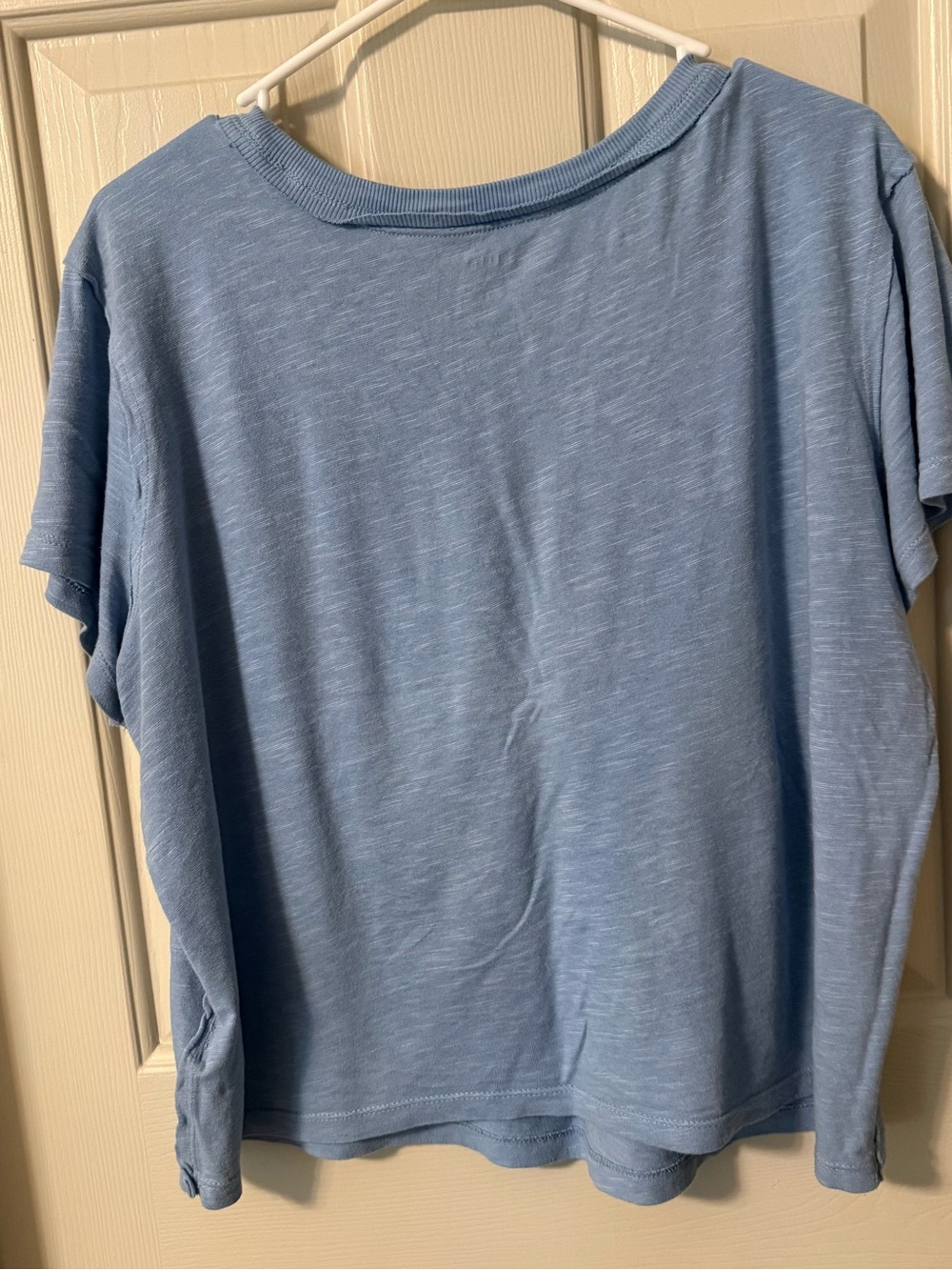 Anthropologie Light Blue Short-Sleeve Graphic Tee with Red Checkerboard - Picture 4 of 4
